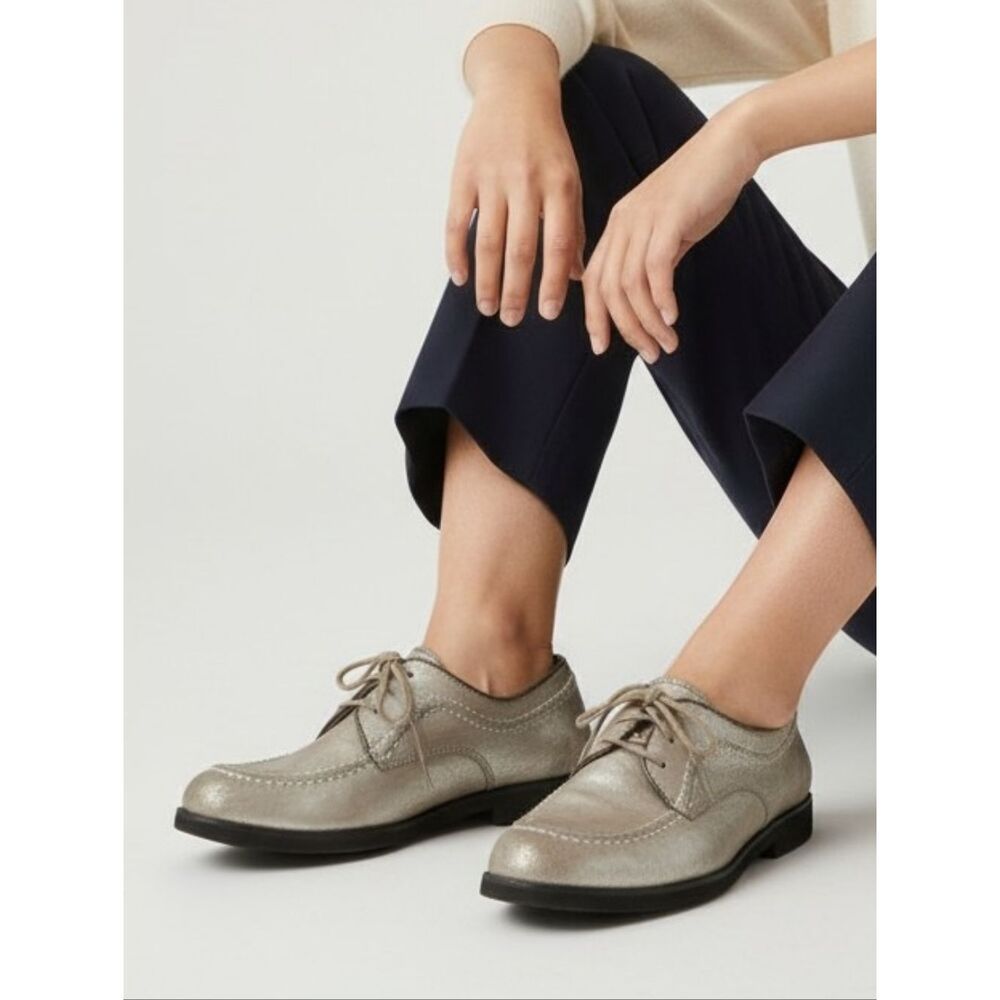 Hush Puppies Lifetime Silver Metallic Leather Oxfords